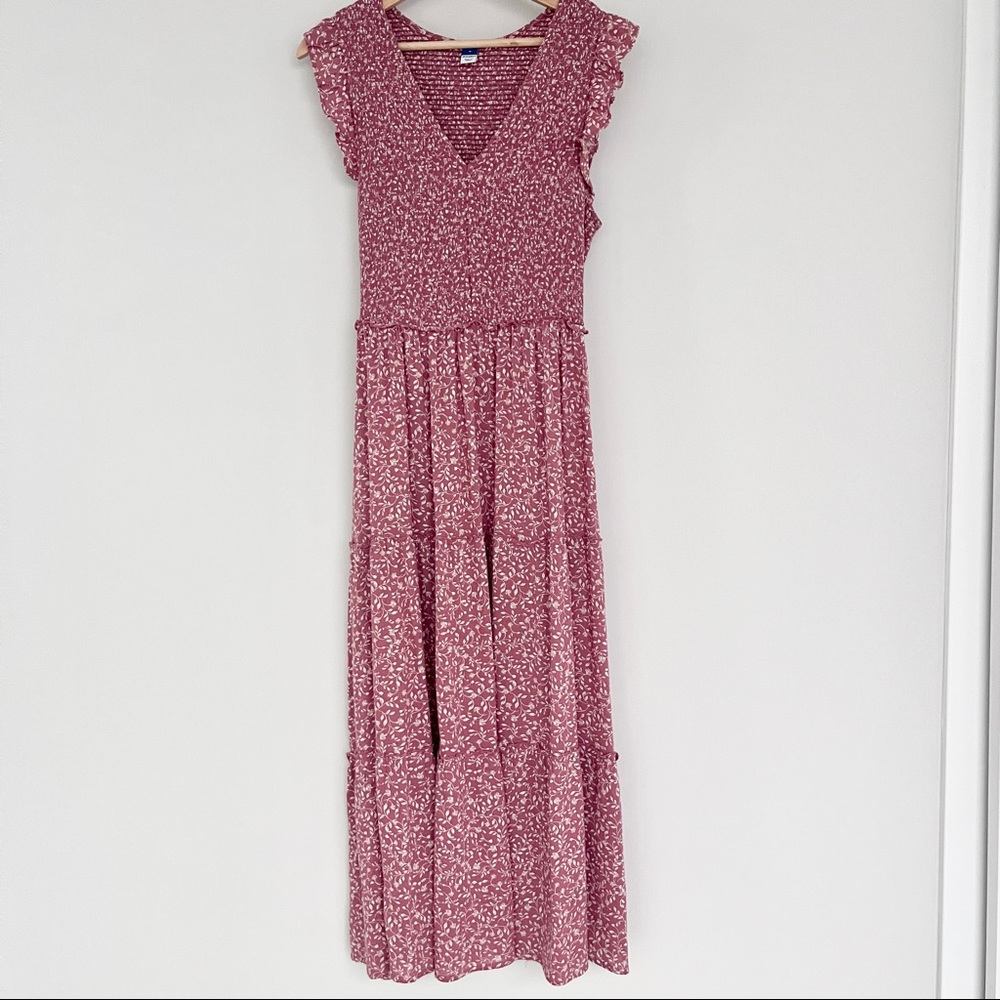 Old Navy Smocked Fit and Flare Floral Maxi Dress, M